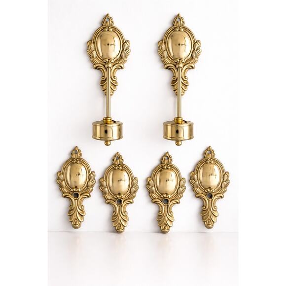 Vintage Brass Wall Candle Sconces Ornate Hollywood Regency Lot Taiwan Gold Tone